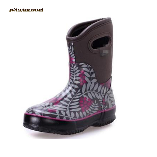 New keep warm and comfortable rubber half neoprene rain boots