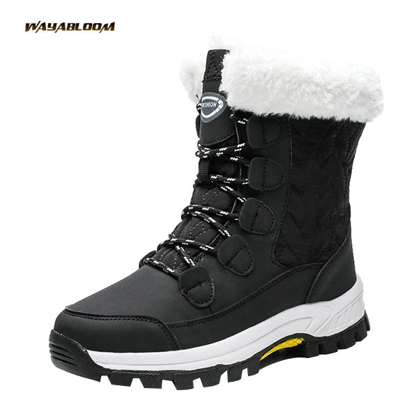 Large snow boots for women's outdoor travel High top cotton shoes for women's medium boots